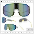 thumbnail image 2 of Oversized Mens Color Mirror Rimless Shield Plastic MTB Sport Sunglasses White Yellow - Yellow Mirror, 2 of 7