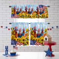 thumbnail image 3 of Independence Day Kitchen Curtains Valances 3 Piece Set, U.S. Flag Themed Farm Rooster Sunflower Farmhouse Rod Pocket Tier Curtain and Valance Drapes for Small Window 36 Inch Length for Bedroom Cafe, 3 of 9