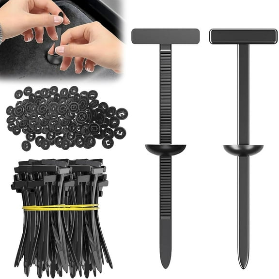 Fixbind Snap-Fit Nylon Fastening Clip For Car Repairs,10/20/30/50/100pcs Nylon Cable Tie Buckle, Heavy Duty Self-Locking Zip Ties with Button & Pin Lock,Car Fender Trunk Repair, Wire Bundling