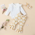 thumbnail image 4 of URMAGIC Newborn Baby Girl Clothes Outfits Infant Romper Ruffle Floral Pants Cute Headband Toddler Baby Girl Clothes Set, 4 of 8