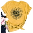 thumbnail image 4 of Langwyqu Summer Casual Round Neck Women Sunflower Print Short Sleeved T-Shirt, 4 of 5