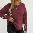 thumbnail image 6 of AUNVITO Womens Round Neck Sweaters Solid 3D Floral Knit Long Sleeve Pullover Tops Fall Winter Outfits, 6 of 6