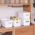 thumbnail image 4 of 2PCS Plastic Storage Bins with Bamboo lids Stackable Storage Containers for Organizing, Bundled with Labels and Marker 10.24 x 7.01 x 6.1 inch(4 Packs-10.24 x 7.01 x 6.1 inch), 4 of 7