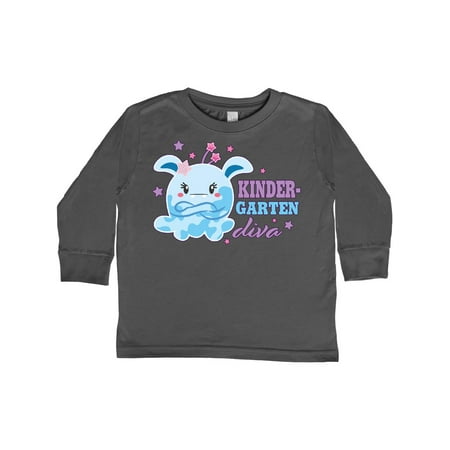 

Inktastic Kindergarten Diva with Cute Blue Monster Gift Toddler Toddler Girl Long Sleeve T-Shirt