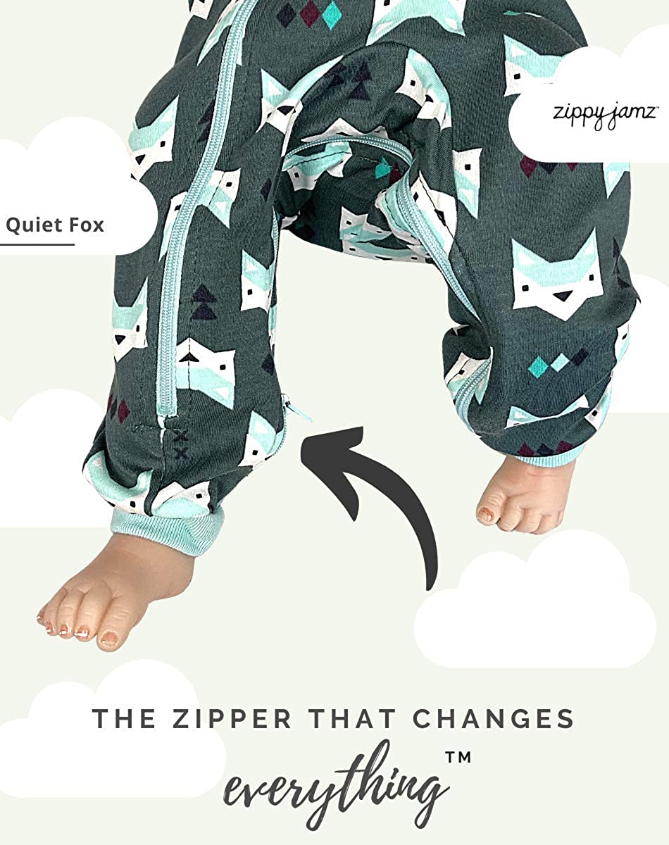 ZippyJamz Organic Baby Footless Sleeper Pajamas with Inseam Zipper for Quicker and Easier Diaper Changes