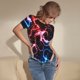 thumbnail image 3 of Fotbe Red And Blue Lightning Body de Mujer con Cuello Redondo y Mangas Cortas, Sin Mangas Ajustado, Suave, Cómodo y Básico-XX-Large, 3 of 7