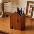 thumbnail image 6 of MMJ House Shaped Wooden Pen Holder Cute Desk Organizer for Pencils Office Supplies 6.10x3.14x3.14in, 6 of 6