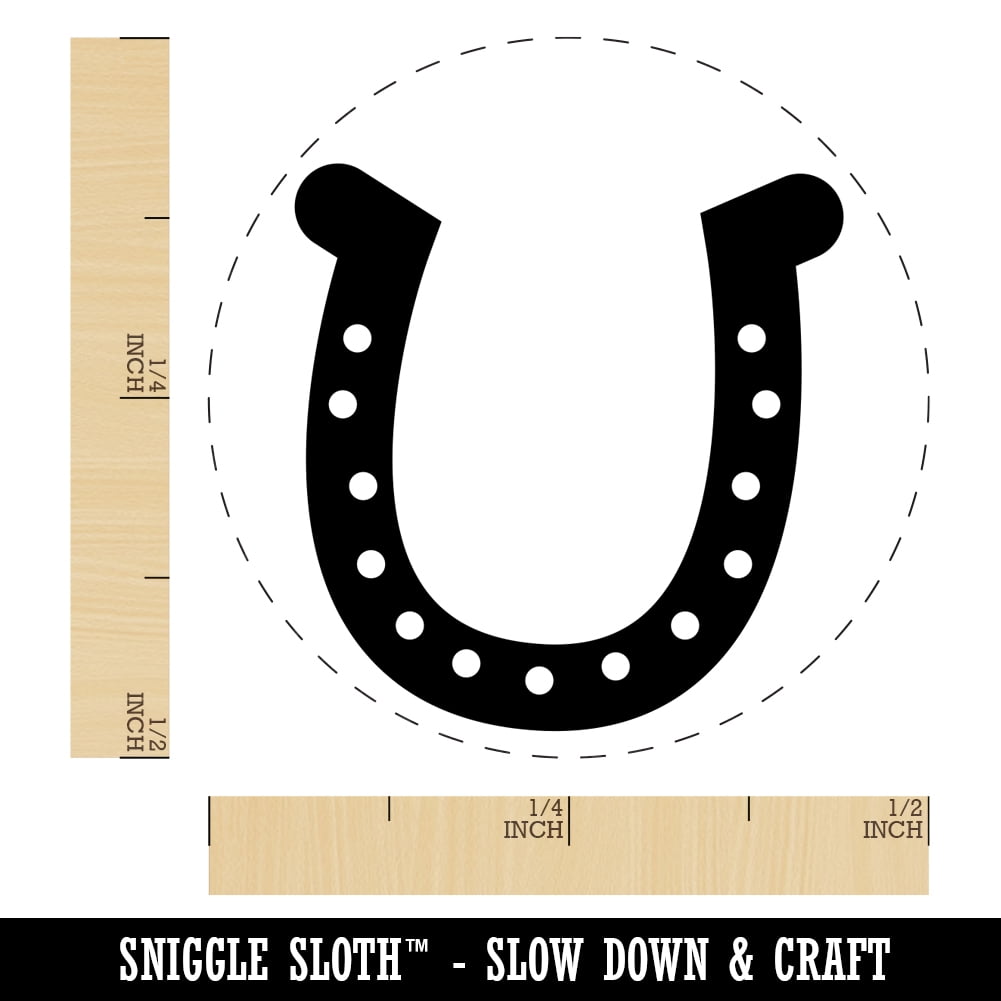 Horseshoe Lucky Self-Inking Rubber Stamp Ink Stamper - Dry Pad (No Ink) - Mini 1/2 Inch