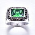 thumbnail image 3 of Men's 8X12mm Radiant Cut Created Emerald 925 Sterling Silver Wedding Engagement Band Size 6-14, 3 of 7