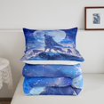 thumbnail image 5 of 3D Wolf Bedding Comforter Sets Winter Wolves On The Snow Mountain Bedding, Wild Animal Printed Comforter Set for Teens Adults Men Galaxy Moon Starry Sky Duvet Insert Twin 2Pcs (Blue), 5 of 6