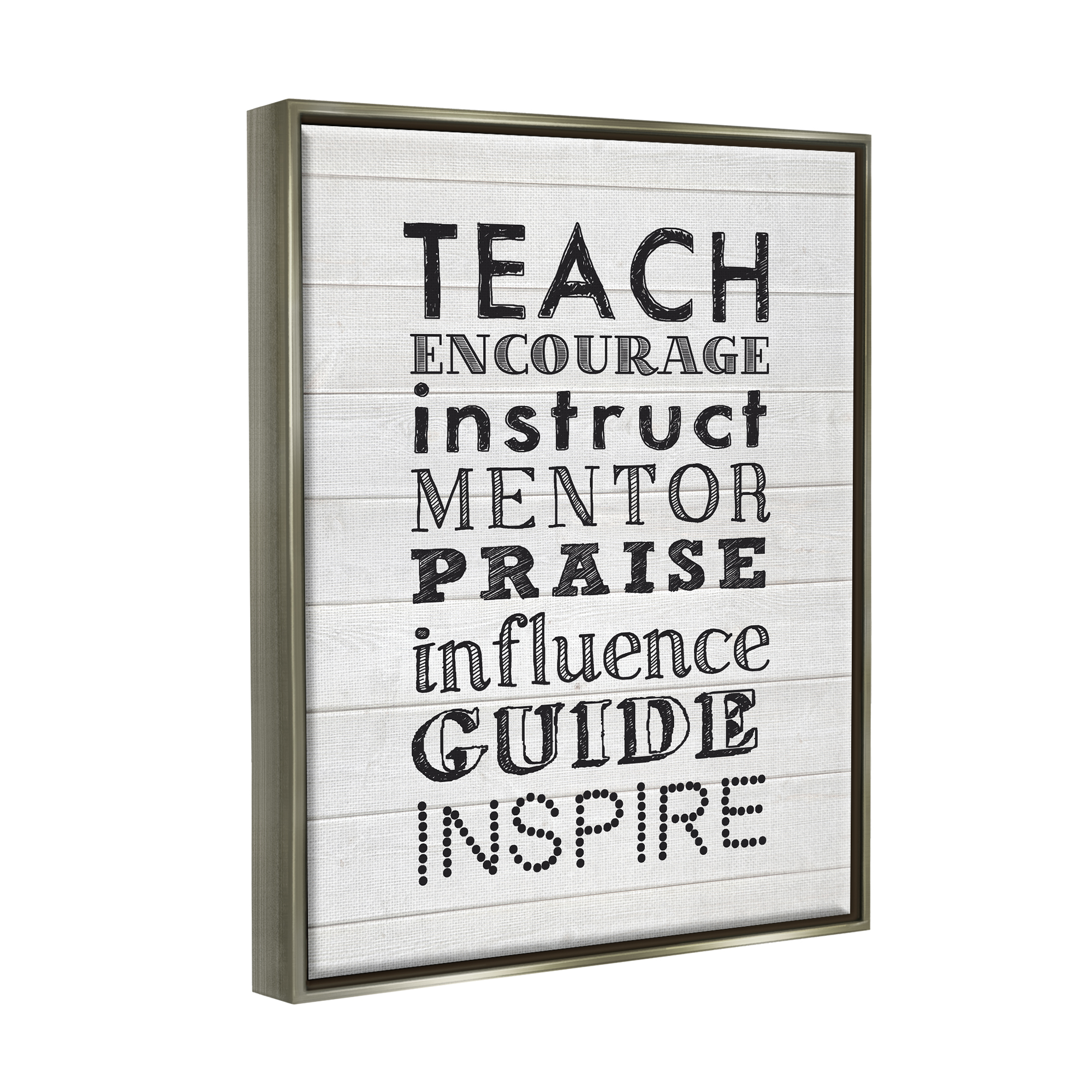 Stupell Inspirational Teacher Classroom List Inspirational Painting Gray Floater Framed Art Print Wall Art