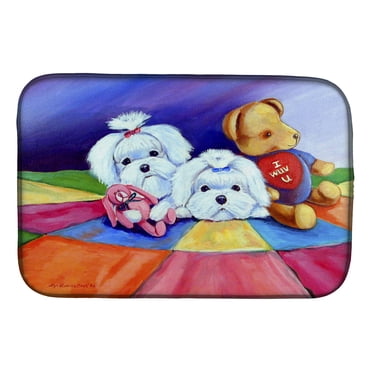 Caroline's Treasures CK7836DDM Black Tan Dachshund Kitchen Scene Dish Drying Mat stuoie per stoviglie, Poliestere, Multicolore