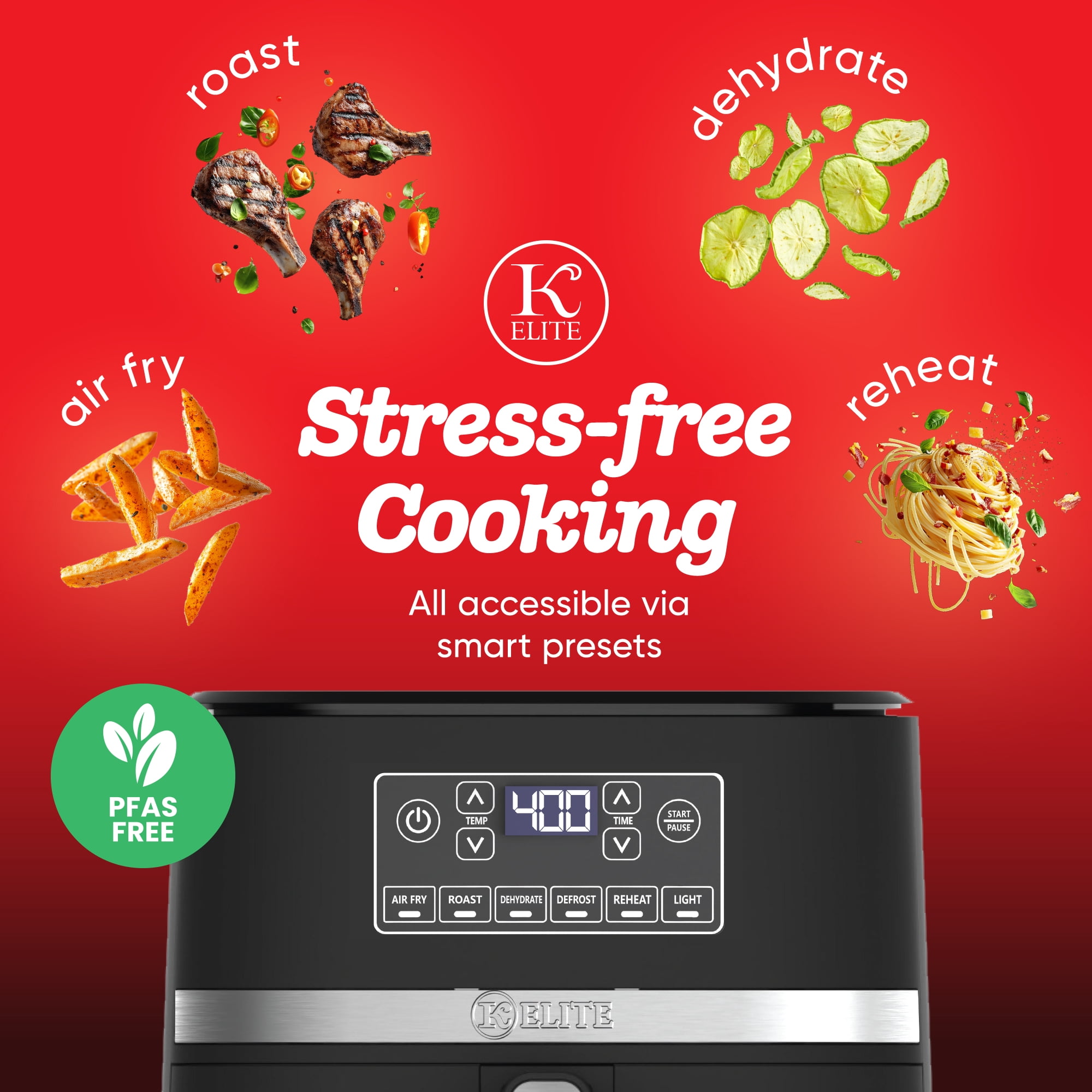 Kitchen Elite 5 Qt Large Digital Air Fryer, Kitchen Countertop Nonstick Basket Oven, Black