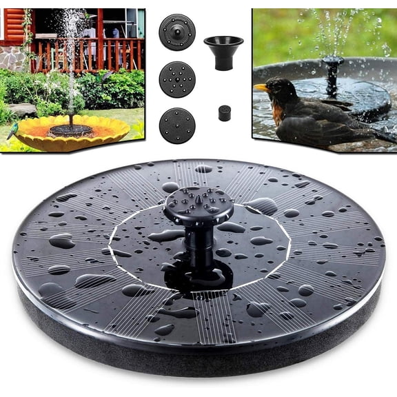 EIMELI Solar Fountain Pump for Bird Bath, Upgraded Floating-Fixed Solar Water Fountain with Battery Backup and 5 Nozzles, Outdoor Solar Powered Fountain Pump for Garden Backyard Pond Pool