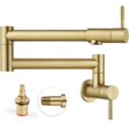thumbnail image 1 of Heyalan Grifo Para Llenado De Ollas De Oro Cepillado, 19 Pulgadas, Plegable, Estirable, Montaje En Pared, Cocina, Restaurante, Grifo De Acero Inoxidable Sus304 Con Doble Articulación, Brazo Oscilante,, 1 of 5