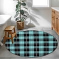 thumbnail image 5 of 3.3ft Washable Round Rug, Aqua Green Non-Slip Circle Area Rug for Entryway Bedroom, Black Lattice Indoor Accent Floor Mat for Home Decor, 5 of 9