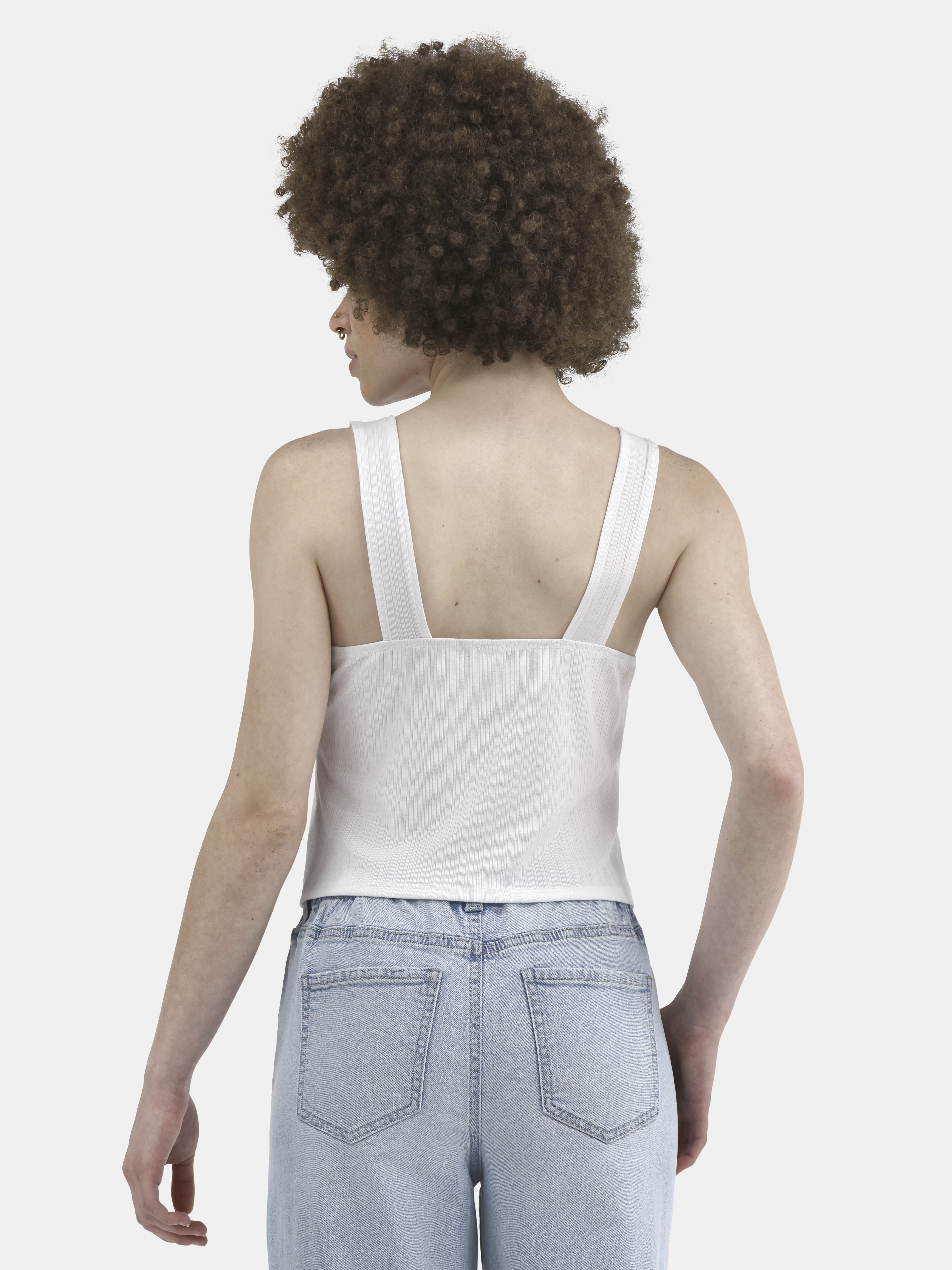 No Boundaries Flyaway Tie-Front Top with Scallop Lace Trim, Women's