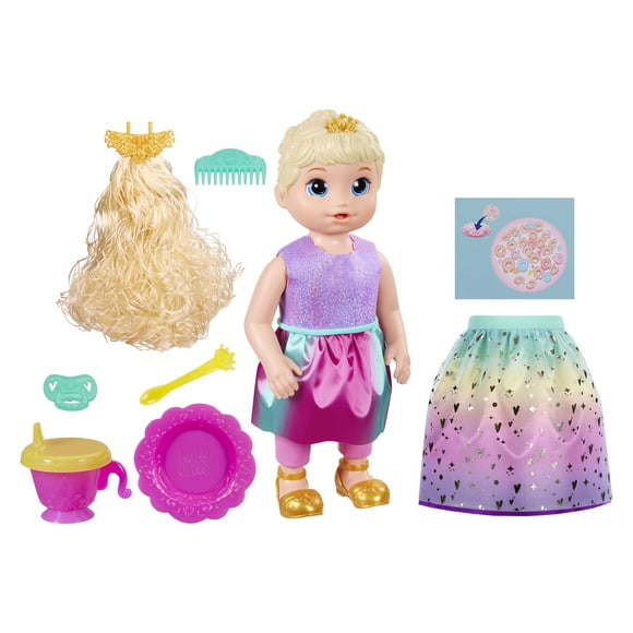 Baby Alive Big Princess Ellie Doll 18 Inch (45Cm) Baby Growing Princess Talking In English/Spanish Doll For Ages 3 And Up With 9 Accessories Hair Color Blonde F5236