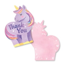 Big Dot of Happiness Unicorn Thank You Cards with Envelopes, Flat Rainbow Unicorn Birthday Party Blank Thank You Note Cards for Girls - Set of 12