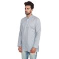 thumbnail image 3 of Robe en Coton Kurta Courte pour Hommes Vêtements de Mode Indienne (Gris, P), 3 of 6