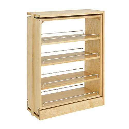 Rev-A-Shelf 432-BF-9C 9-Inch Base Cabinet Filler Pullout Kitchen Wooden Spice Rack Holder Shelves for Storage Organization
