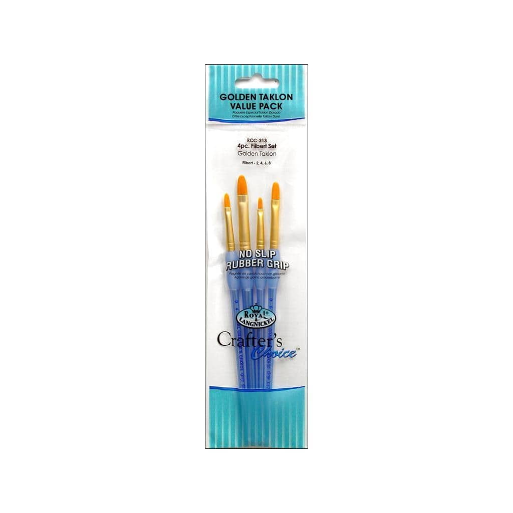 Royal Brush 4Pc Golden Taklon Filbert Brush Set