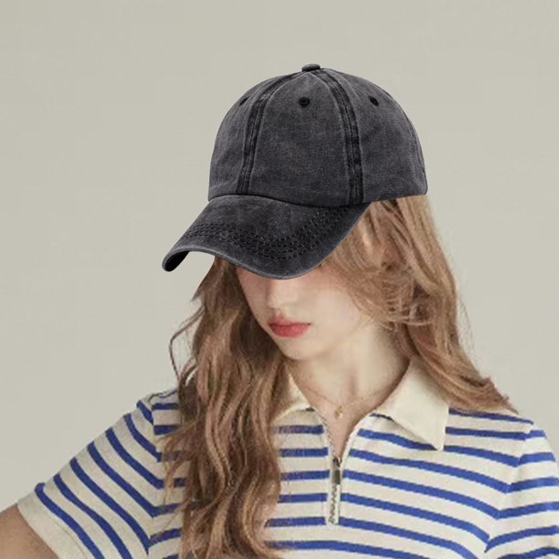 Gat de béisbol de algodón Sombrero de papá ajustable Mujeres transpirables Caberas al aire libre (negro)