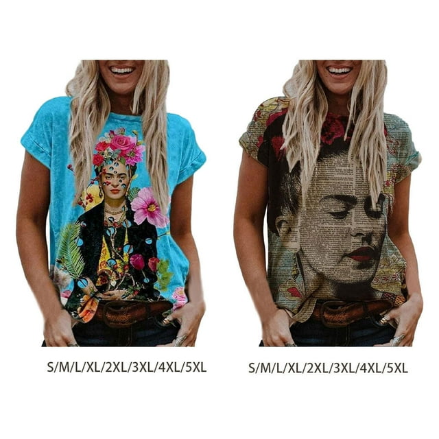T-Shirt Blouse pour Femmes en Peinture à l'Huile à Col Rond, Chandail Drôle, Hauts d'Été, Vêtements Mode, Col Rond, Chandail Décontracté, Chandail en Molleton OFSAS-00529 L