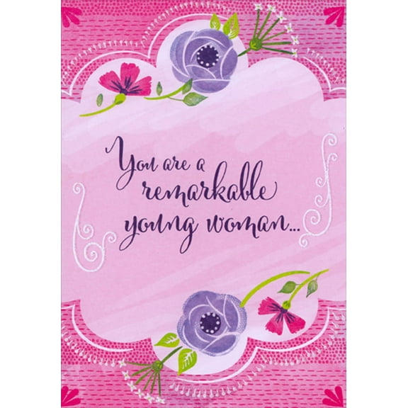 Designer Greetings 000-09248-001 Remarkable Young Woman Card, Pink 7.50 x 5.25 x 0.06 Inches