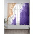 thumbnail image 2 of Sheer Curtains 63 Inch Length 2 Panels Set for Bedroom, Purple Coastal Beach Semi Sheer Curtains for Windows, Modern Gradient Abstract Sea Waves Voile Window Treatments Rod Pocket Curtain, 2 of 7
