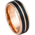 thumbnail image 2 of Ring for Men and Ladies Rose Gold & Gun Metal IP Plated Pinstripe- 8mm Wedding Band Ring Ideal Rings for Couples, 2 of 5