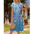 thumbnail image 3 of Zeagoo Short Sleeve Dress for Women Boho Beach Dresses Aline Midi Sundress with Pocket Casual Loose Shift Dress Summer Floral Tshirt Dress, 3 of 6
