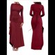 thumbnail image 3 of Vestido Midi Asimétrico con Abertura Irregular, Cuello Redondo, Larga y Cintura Fruncida para Mujer, Color Liso Vino Tinto M, 3 of 6