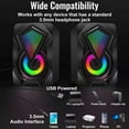 thumbnail image 3 of fastboy 1 Pair Computer Speakers Stereo USB RGB Loudspeakers 3.5mm Wired LED Light Portable Desktop Subwoofers, 3 of 8
