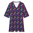 thumbnail image 4 of Rainbow Leopard Print Womens Dress With Pockets Summer V Neck 3/4 Sleeve Dress Plus Size Loose Dress, 4 of 7