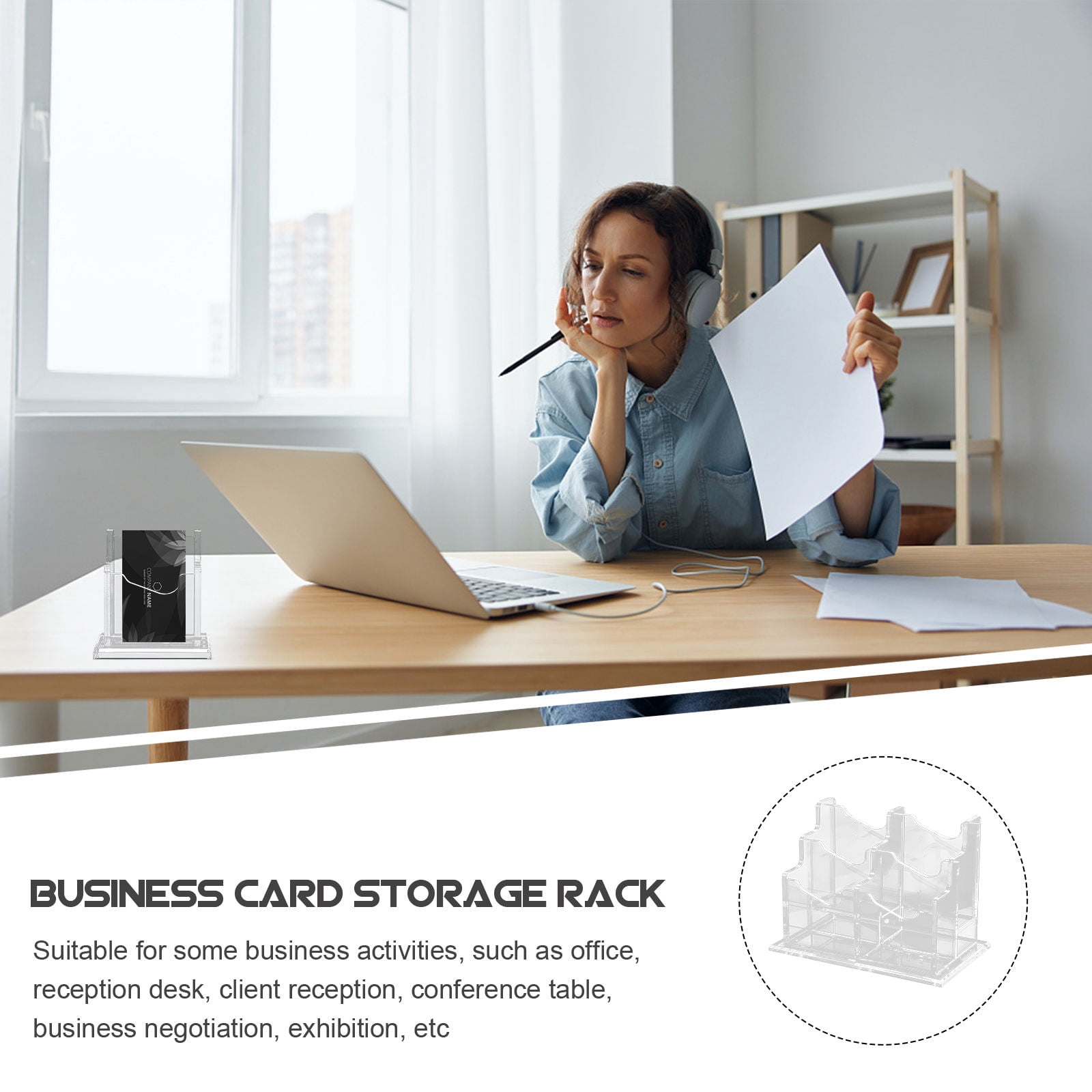 FRCOLOR 2pcs Business Cards Holder Name Cards Container Cards Storage Holder Office Supply