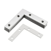 Flat Angle Bracket Plate L Shape Repair Joining Support Brace, 51mmx51mm Silver Tone, 10 Pcs