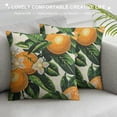 thumbnail image 3 of ONETECH Throw Pillow Cover Yellow Blossom with Orange Fruits Flowers and Leaves on Light Green Vintage Botanic Decorative Pillow Case Home Decor Square Pillowcase, 3 of 5