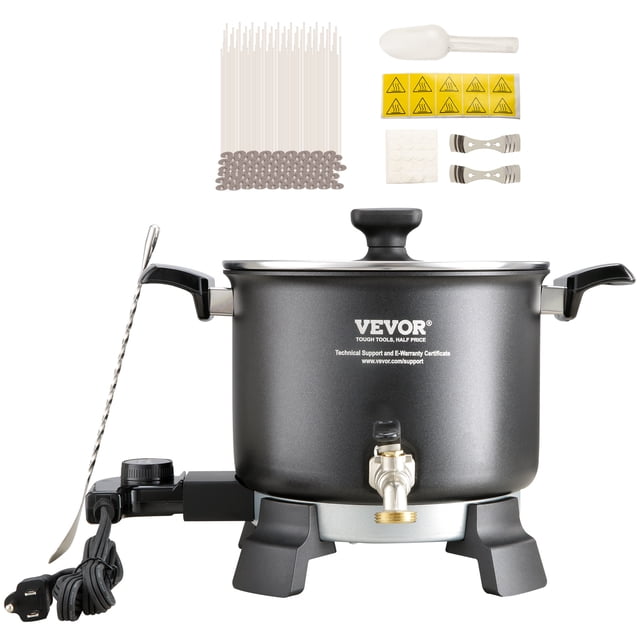 VEVOR Derretidor de Cera para Fabricación de Velas, Olla para Derretir Cera Electrica Grande de 5 Litros con Boquilla Fácil de Verter, Control de Temperatura de 4 Niveles, Fácil de Limpiar para Velas