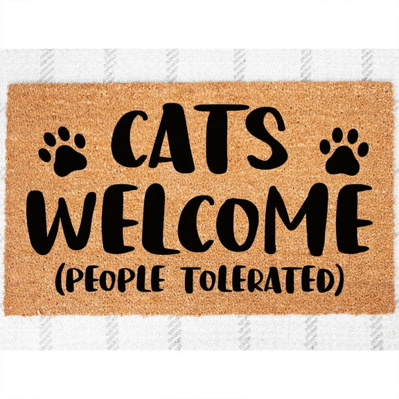 Doormat Cats Welcome, People Tolerated Welcome Mat Funny Doormat Front (18" x 30") #5710