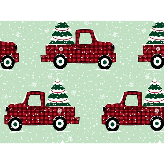 Pack of 1, Plaid Truck Wrapping Paper 24" x 833', Full Ream Roll for Christmas, Holiday, Party Favor, Birthday, Seasonal Event and Celebration, Made in USA