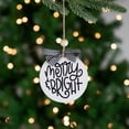 thumbnail image 2 of Northlight Wooden "Merry & Bright" Disc Christmas Ornament with Plaid Bow - 4" - Black and White, 2 of 4