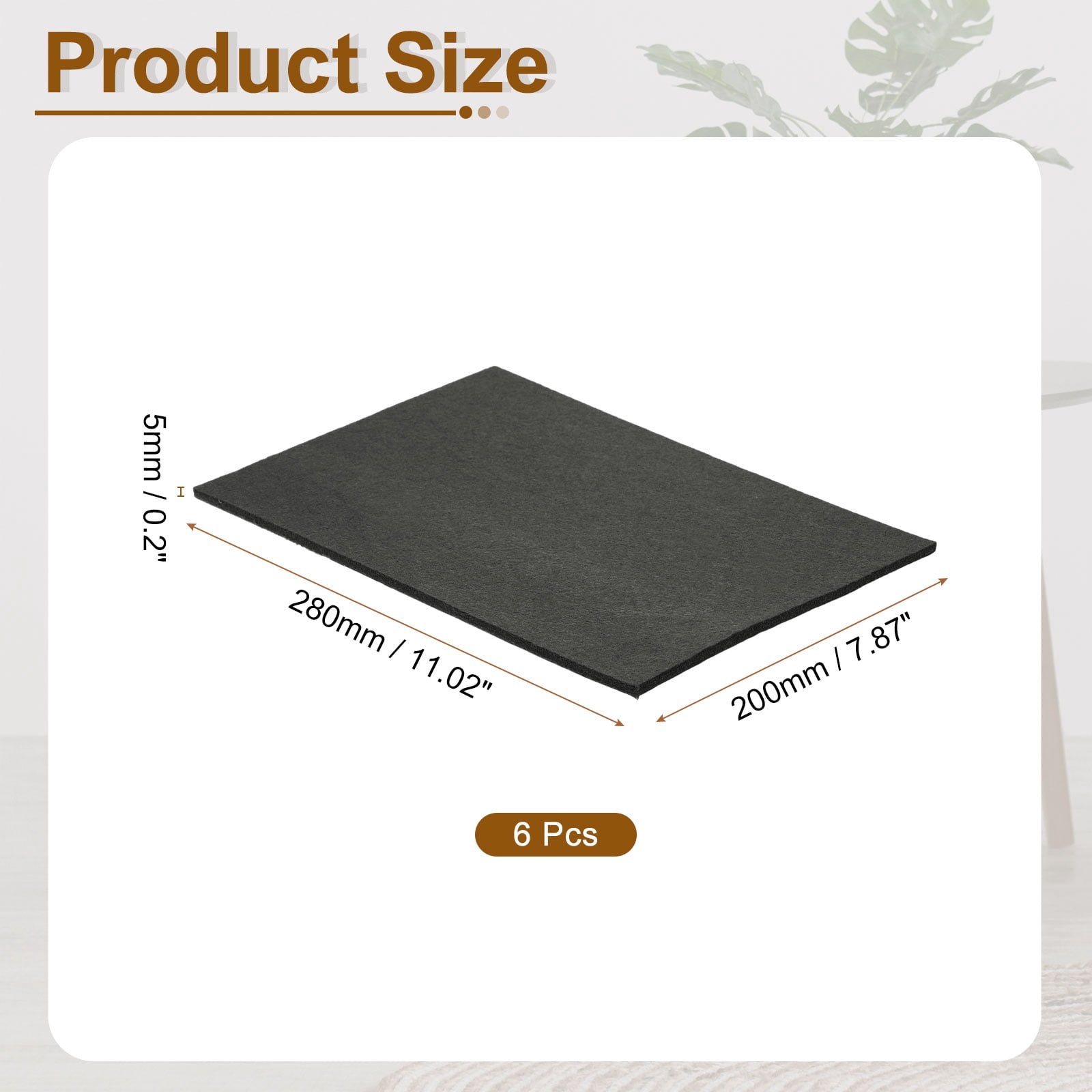 Felt Furniture Pads, 6Pack 11.02" x 7.87" Adhesive Backed Felt Non-slip Anti-scratch Chair Leg Protectors for Protecting Hardwood Floor, Black