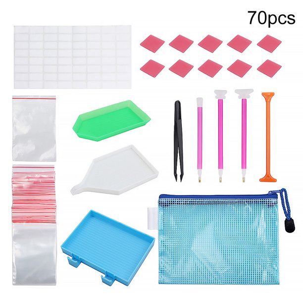 Juego de herramientas de pintura de cristal de color aleatorio, bolígrafo de pintura de cristal, bandeja de diamantes de imitación, kit de arcilla de bolígrafo de doble punta 70 unids/set Methold HA6056-00B
