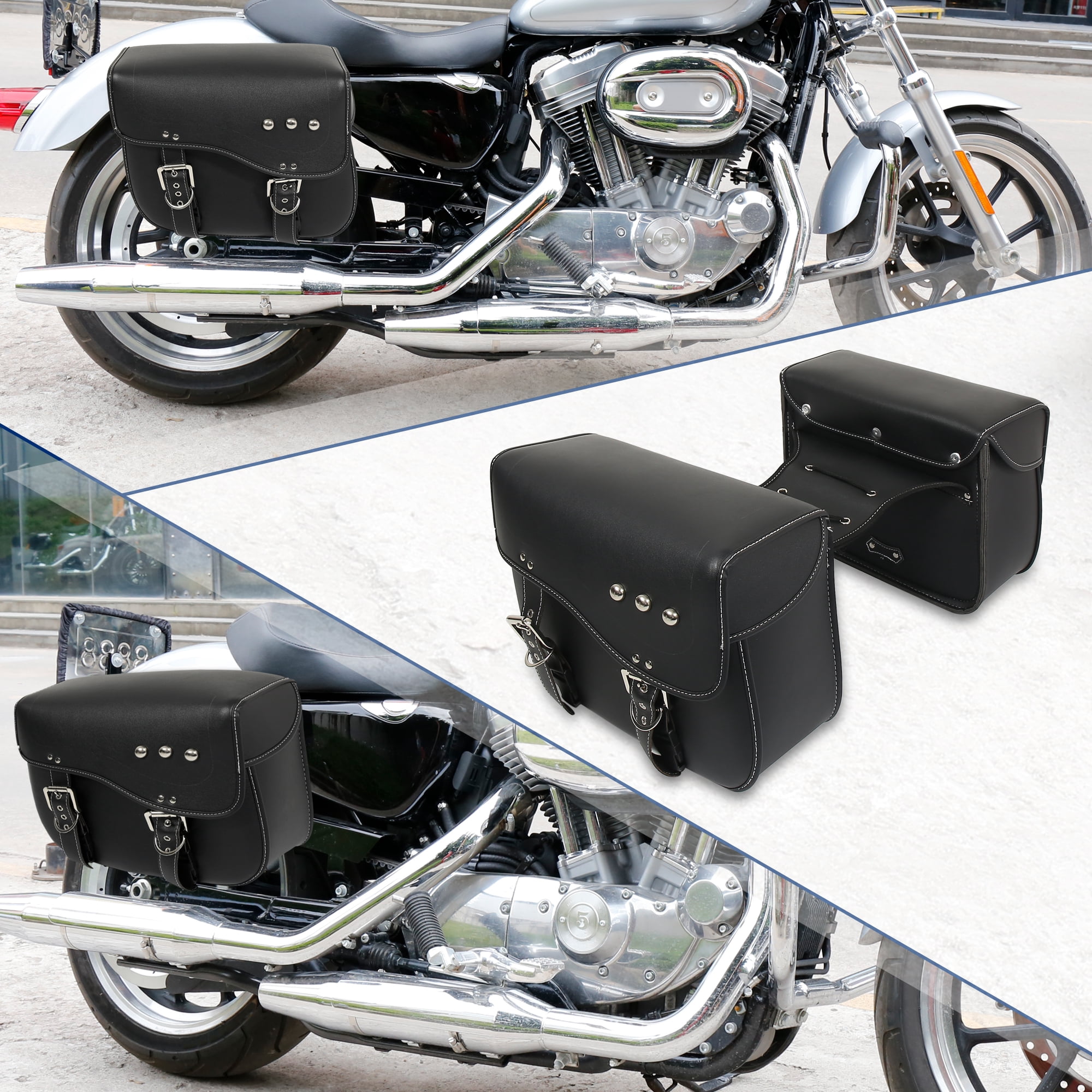 Unique Bargains 1 Pair Motorcycle Saddlebag Side Tool Bags Waterproof Black