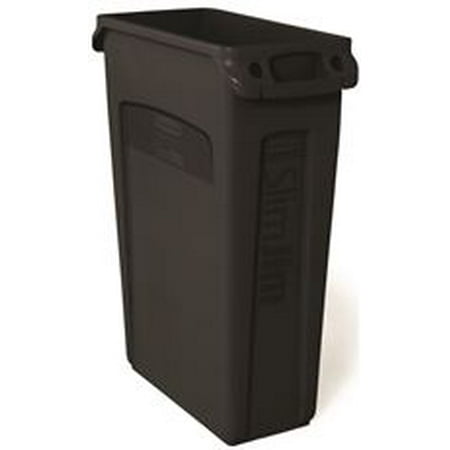 Slim Jim Trash Can With Venting Channels, Black, 23 Gallons