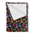 thumbnail image 2 of Dragon Soft Flannel Fleece Throw Blanket, Different Kinds of Colorful Comic Dragons on a Black Background with Little Stars, Cozy Plush for Indoor and Outdoor Use, 50" x 70", Multicolor, by Ambesonne, 2 of 5