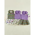 thumbnail image 3 of BemeyourBBs Toddler Baby Girl Mardi Gras Outfit Carnival Summer Clothes Sleeveless Lapel Collar Solid Color/Striped Vest Tank Tops Pleated Skirt Set, 3 of 9