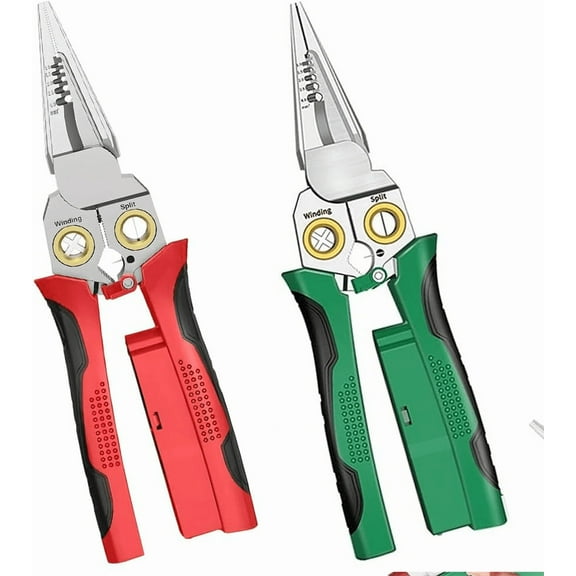 2pcs 8 in 1 Wire Stripper with Voltage Tester, 8 in 1 Wire Stripper Twister, Multifunctional Electrical Pliers, Multi-function Electric Wires Stripping Tool for Cutting and Pulling Wires（x）