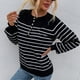 thumbnail image 3 of Prendas de Punto Cárdigan con Botones a Rayas de Manga Larga Jersey de Punto Informal para Mujer Negro XL, 3 of 6